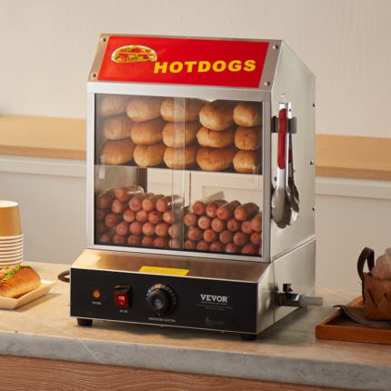 Cuiseur vapeur à hot-dogs VEVOR 27L – Chauffe-hot-dogs et pains à hot-dogs électrique à 2 niveaux