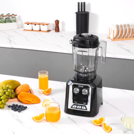 Mélangeur professionnel VEVOR – Mélangeur de comptoir commercial, bol de 2 litres, 3 fonctions, acier inoxydable (noir)