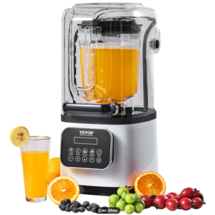 Mélangeur professionnel VEVOR avec protection acoustique – Mélangeur de comptoir commercial, bol de 2 litres, 9 vitesses et 5 fonctions (blanc)