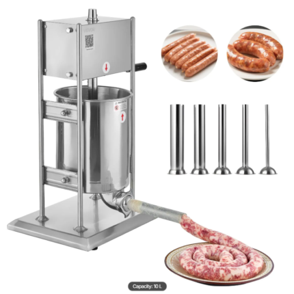 Poussoir à saucisses manuel VEVOR – 10 L / 10 kg, poussoir à viande vertical à double vitesse