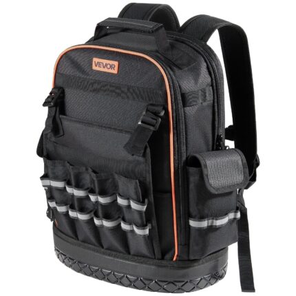 Bolsa de herramientas VEVOR, organizador de trabajo resistente con 64 bolsillos y un compartimento para computadora portátil