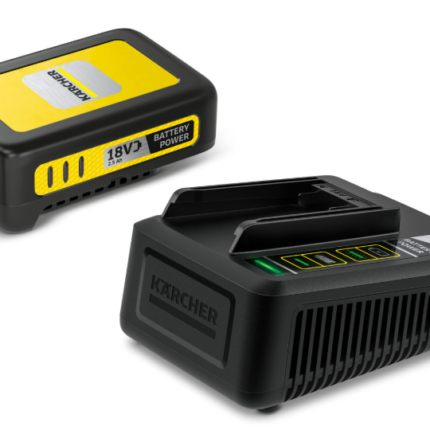 Kit batterie Kärcher Battery Power 18 V 2,5 Ah avec chargeur rapide compatible avec tous les outils Kärcher Battery Power 18 V.