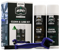 Kit d'entretien chaîne moto MINT by Oxford avec nettoyant, lubrifiant et brosse