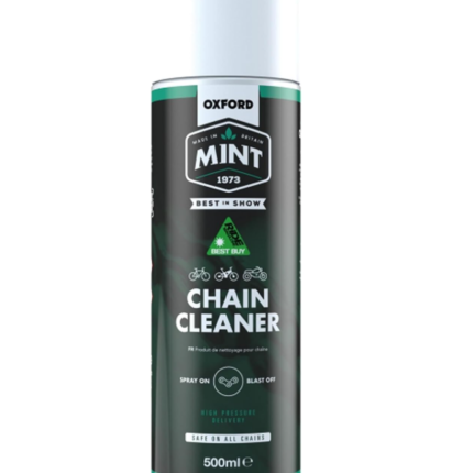 Kit d'entretien chaîne moto MINT by Oxford avec nettoyant, lubrifiant et brosse